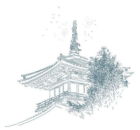 箱根富士屋ホテル屋根に鎮座する龍の彫刻